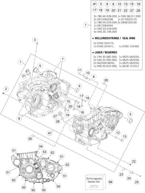 Despiece original completo de Carter del motor del modelo de KTM 450 RALLY FACTORY REPLICA del año 2015