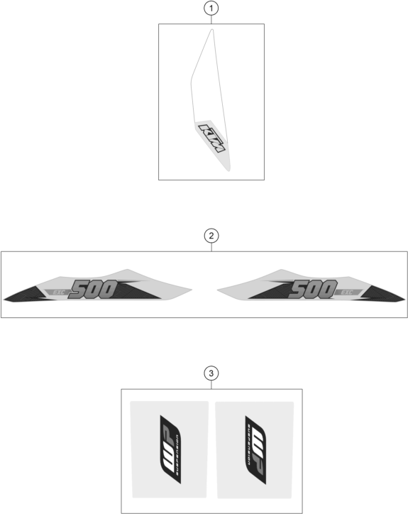 Despiece original completo de Kit gráficos del modelo de KTM 500 EXC del año 2015