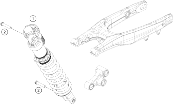 Despiece original completo de Amortiguador del modelo de KTM 350 SX-F del año 2016