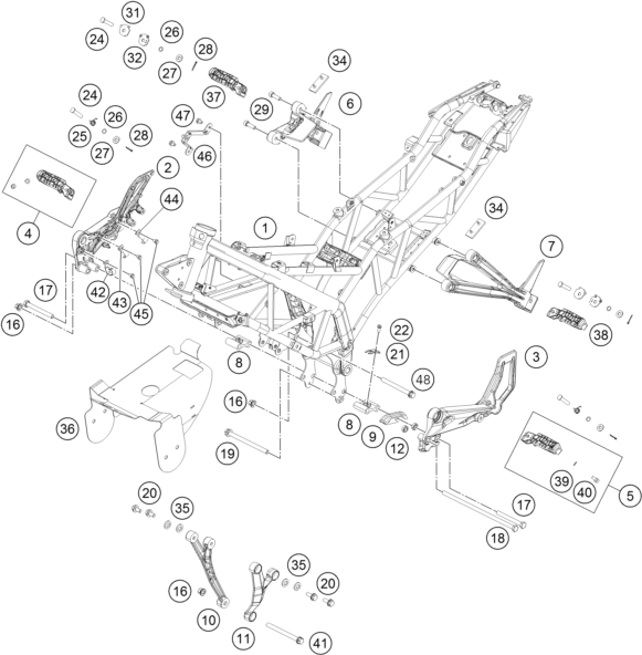 Despiece original completo de Chasis del modelo de KTM RC 390 white ABS del año 2014