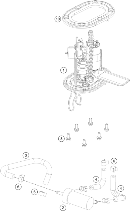 Despiece original completo de Bomba de combustible del modelo de KTM 125 DUKE ORANGE ABS del año 2015