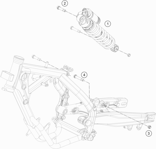 Despiece original completo de Amortiguador II del modelo de KTM 65 SX del año 2021
