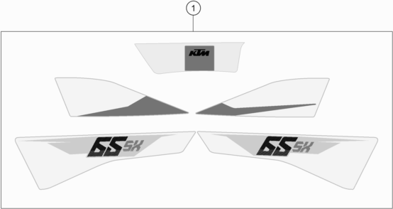 Despiece original completo de Kit gráficos del modelo de KTM 65 SX del año 2016