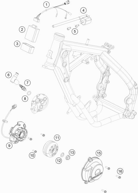 Despiece original completo de Sistema de encendido del modelo de KTM 65 SX del año 2017