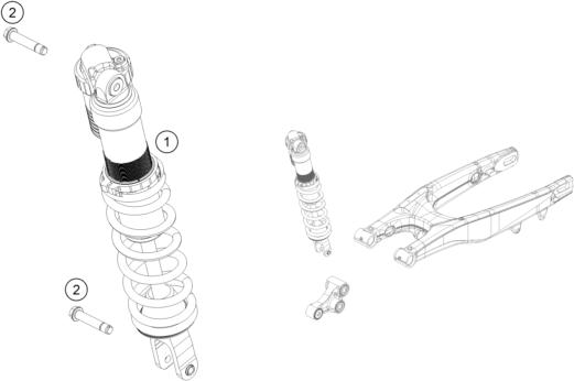 Despiece original completo de Amortiguador del modelo de KTM 150 SX del año 2018