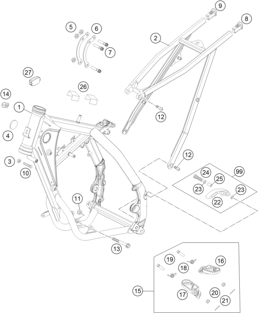 Despiece original completo de Chasis del modelo de KTM 85 SX 19 16 del año 2017