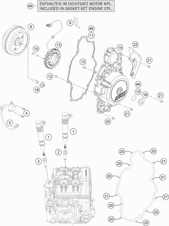 Despiece original completo de Sistema de encendido del modelo de KTM 1290 SUPER ADV. S ORANGE del año 2017