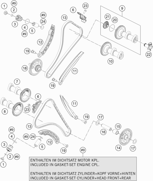 Despiece original completo de Mando de las válvulas del modelo de KTM 1090 Adventure del año 2018