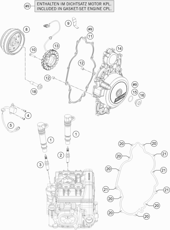 Despiece original completo de Sistema de encendido del modelo de KTM 1090 ADVENTURE L del año 2017
