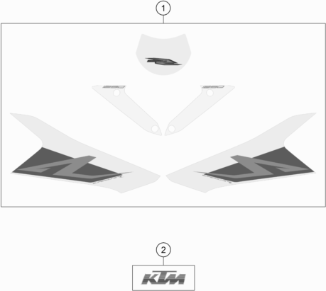 Despiece original completo de Kit gráficos del modelo de KTM 1290 Super Duke R - White del año 2018