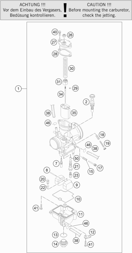 Despiece original completo de Carburador del modelo de KTM  85 SX 19/16 del año 2020