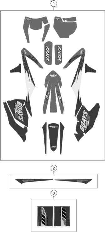 Despiece original completo de Kit gráficos del modelo de KTM 450 EXC-F Six Days del año 2018