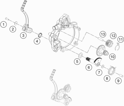 Despiece original completo de Pedal de arranque del modelo de KTM 50 SX Mini del año 2020