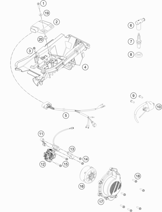 Despiece original completo de Sistema de encendido del modelo de KTM 150 SX del año 2019