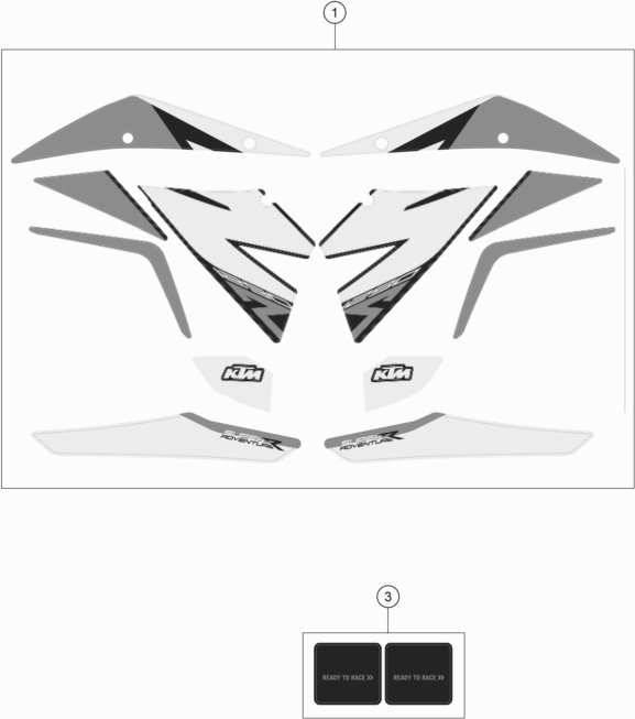 Despiece original completo de Kit Gráficos del modelo de KTM 1290 Super Adventure R del año 2020