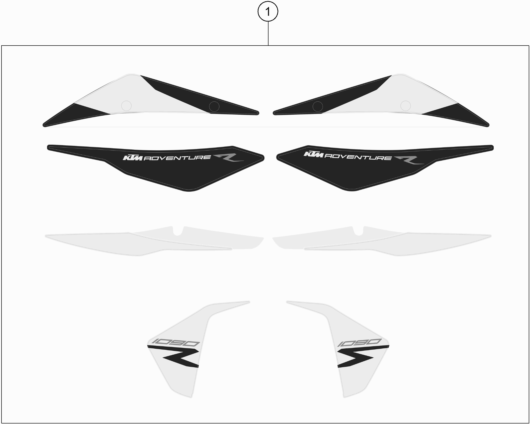Despiece original completo de Kit gráficos del modelo de KTM 1090 Adventure R del año 2019