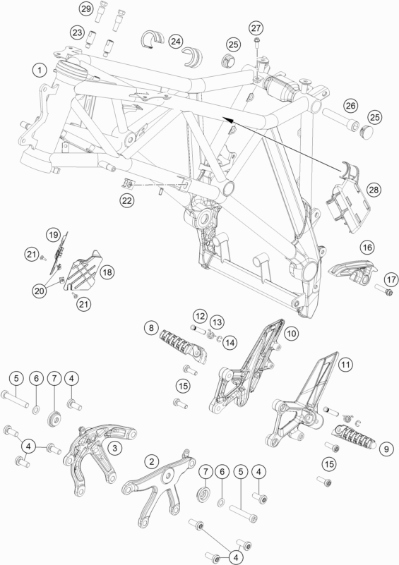 Despiece original completo de Chasis del modelo de KTM 1290 SUPER DUKE GT ORANGE del año 2023