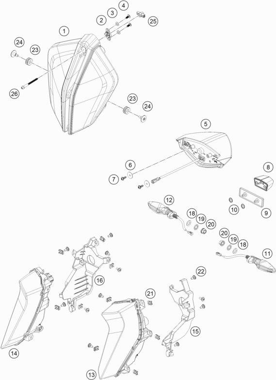 Despiece original completo de Equipo De Luces del modelo de KTM 1290 SUPER DUKE GT ORANGE del año 2023