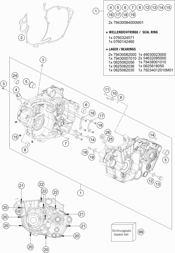 Despiece original completo de Carter Del Motor del modelo de KTM 450 Rally Factory Replica del año 2021