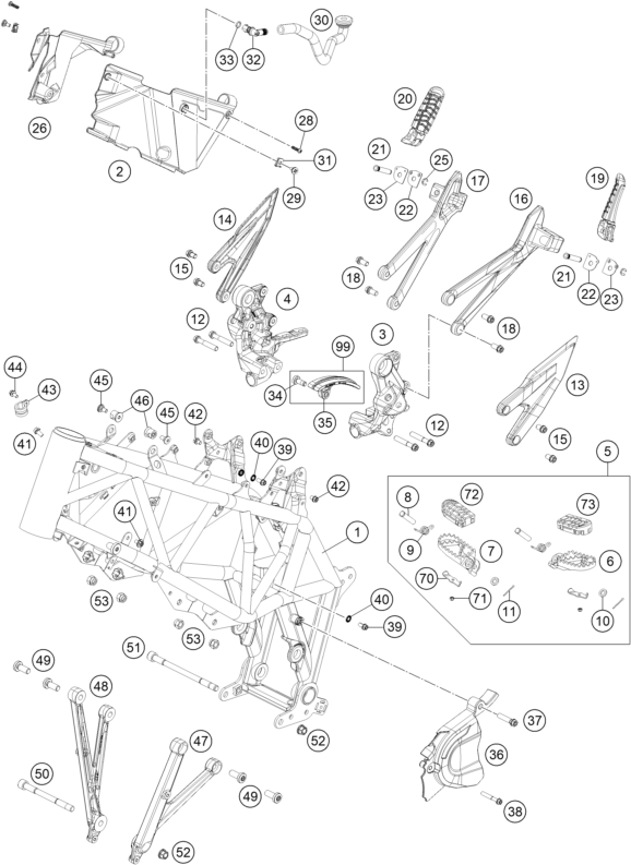 Despiece original completo de Chasis del modelo de KTM 690 SMC R del año 2021