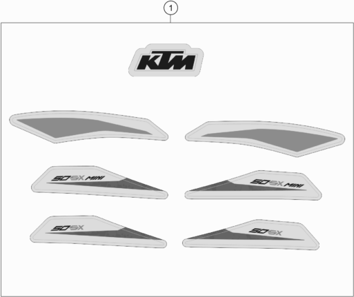 Despiece original completo de Kit gráficos del modelo de KTM 50 SX del año 2020