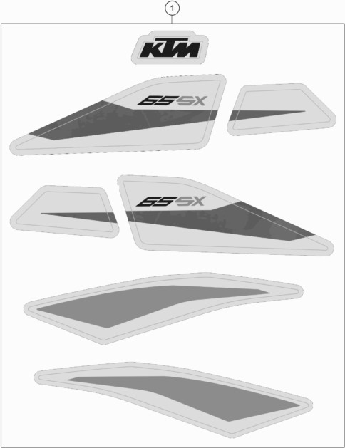 Despiece original completo de Kit gráficos del modelo de KTM 65 SX del año 2020