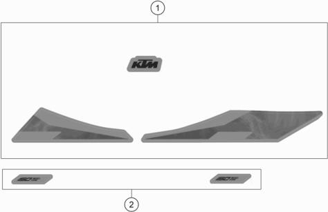 Despiece original completo de Kit gráficos del modelo de KTM 150 EXC TPI del año 2020