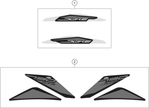 Despiece original completo de Kit Gráficos del modelo de KTM 790 Duke Black del año 2020