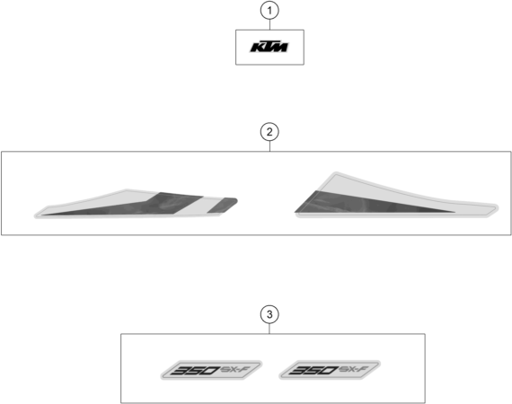 Despiece original completo de Kit gráficos del modelo de KTM 350 SX-F del año 2020