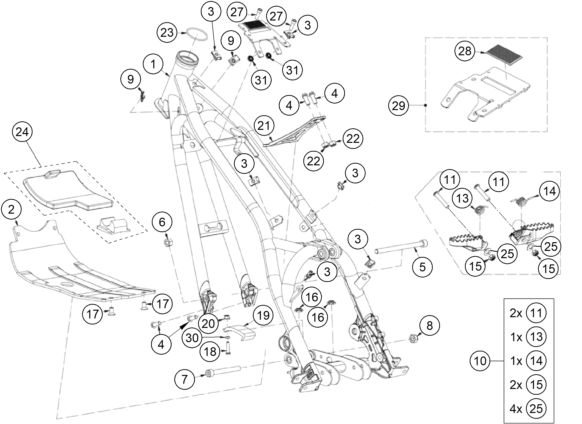 Despiece original completo de Chasis del modelo de GASGAS TXT RACING 250 del año 2020