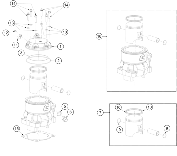 Despiece original completo de Cilindro del modelo de GASGAS TXT RACING 250 del año 2020
