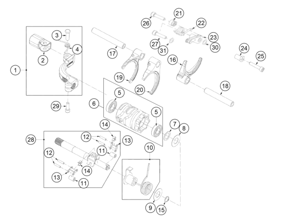 Despiece original completo de Selección De Las Marchas del modelo de GASGAS TXT RACING 280 del año 2022