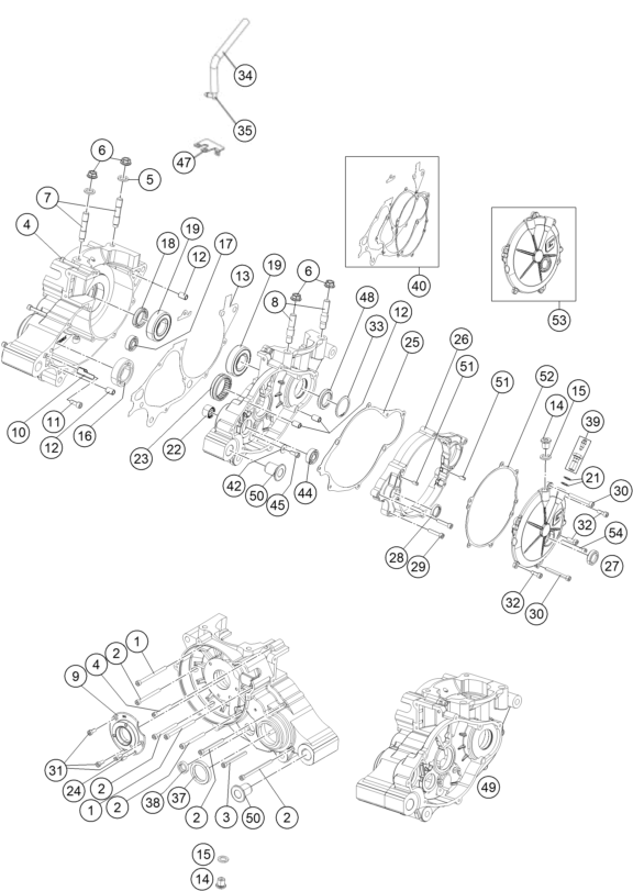 Despiece original completo de Carter Del Motor del modelo de GASGAS TXT GP 250 del año 2020