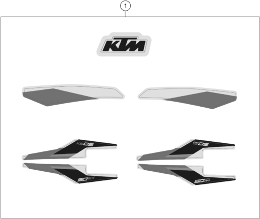 Despiece original completo de Kit Gráficos del modelo de KTM 50 SX del año 2022