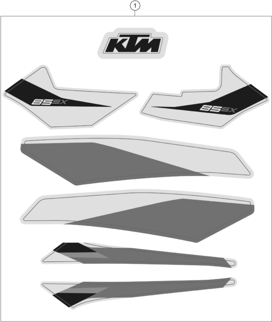Despiece original completo de Kit Gráficos del modelo de KTM 85 SX 19/16 del año 2021