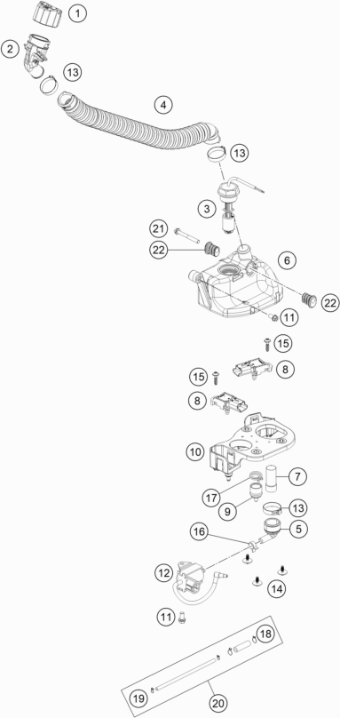 Despiece original completo de Sistema De Lubricación del modelo de KTM 150 EXC del año 2023