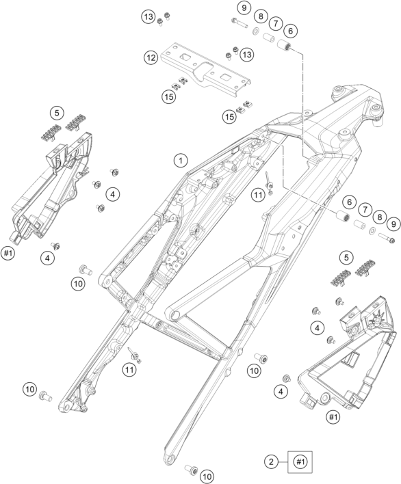 Despiece original completo de Brazo Posterior del modelo de KTM 1290 SUPER ADVENTURE S ORANGE del año 2023