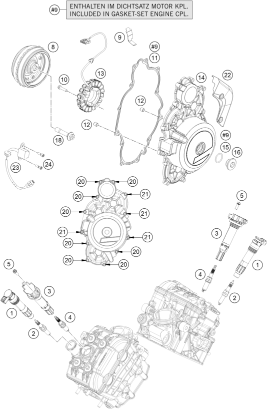 Despiece original completo de Sistema De Encendido del modelo de KTM 1290 SUPER ADVENTURE R del año 2022