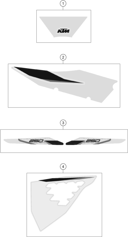 Despiece original completo de Kit Gráficos del modelo de KTM 250 SX-F del año 2021