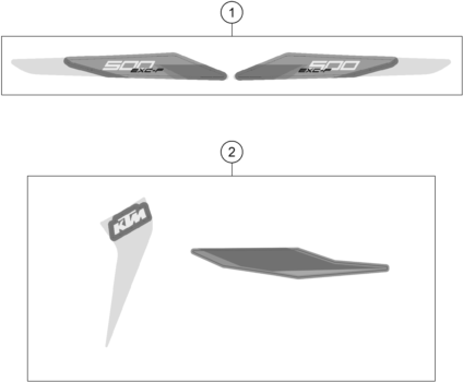 Despiece original completo de Kit Gráficos del modelo de KTM 500 EXC-F del año 2021