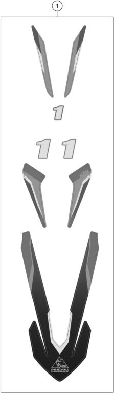 Despiece original completo de Kit Gráficos del modelo de KTM 350 EXC-F WESS del año 2021
