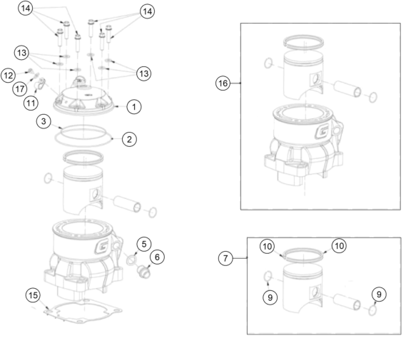 Despiece original completo de Cilindro del modelo de GASGAS TXT GP 250 del año 2022