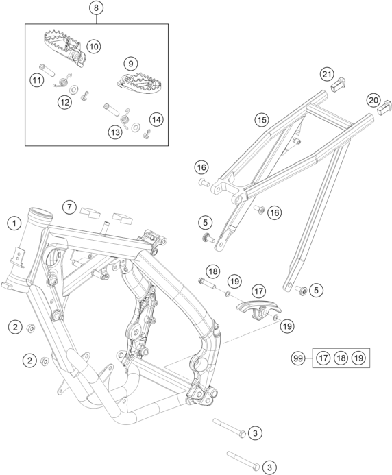 Despiece original completo de Chasis del modelo de GASGAS MC 65 del año 2021