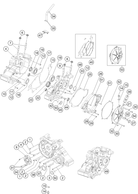 Despiece original completo de Carter Del Motor del modelo de GASGAS TXT GP 280 EUV del año 2021