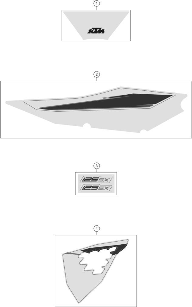 Despiece original completo de Kit Gráficos del modelo de KTM 125 SX del año 2022