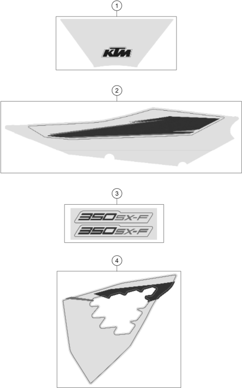 Despiece original completo de Kit Gráficos del modelo de KTM 350 SX-F del año 2022
