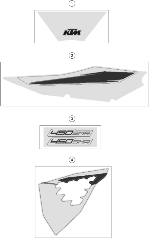 Despiece original completo de Kit Gráficos del modelo de KTM 450 SMR del año 2022