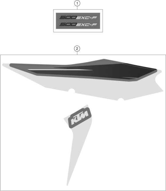 Despiece original completo de Kit Gráficos del modelo de KTM 500 EXC-F del año 2022