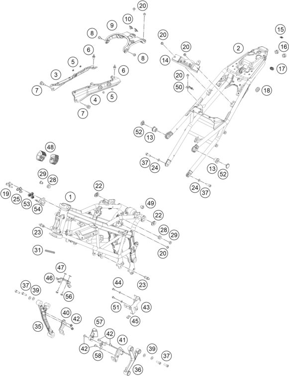 Despiece original completo de Chasis del modelo de KTM RC 390 BLUE del año 2023