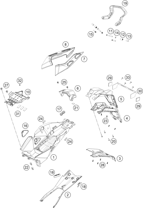 Despiece original completo de Carenado Trasero del modelo de KTM 1290 SUPER DUKE GT ORANGE del año 2023